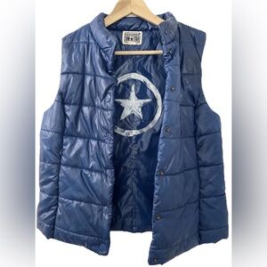 Converse One Star Blue Puffer Vest Women’s Large Snap Front Sleeveless